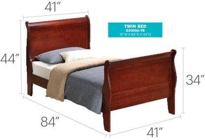 Panel Sleigh Bed by HouseOfZazla in dark cherry finish with paneled headboard on Tampa Home & Garden Store