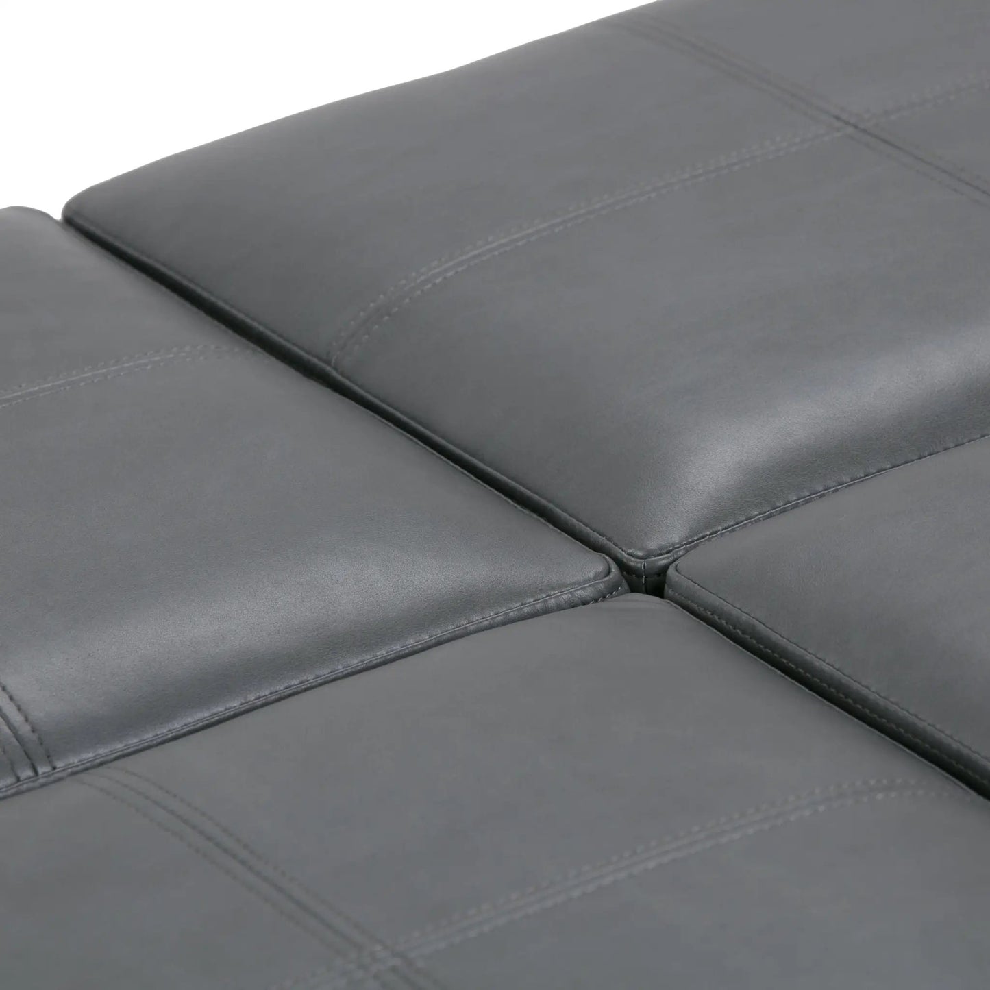 Avalon square storage ottoman in gray leather with topstitch trim by Unique Piece Furniture on Tampa Home & Garden Store