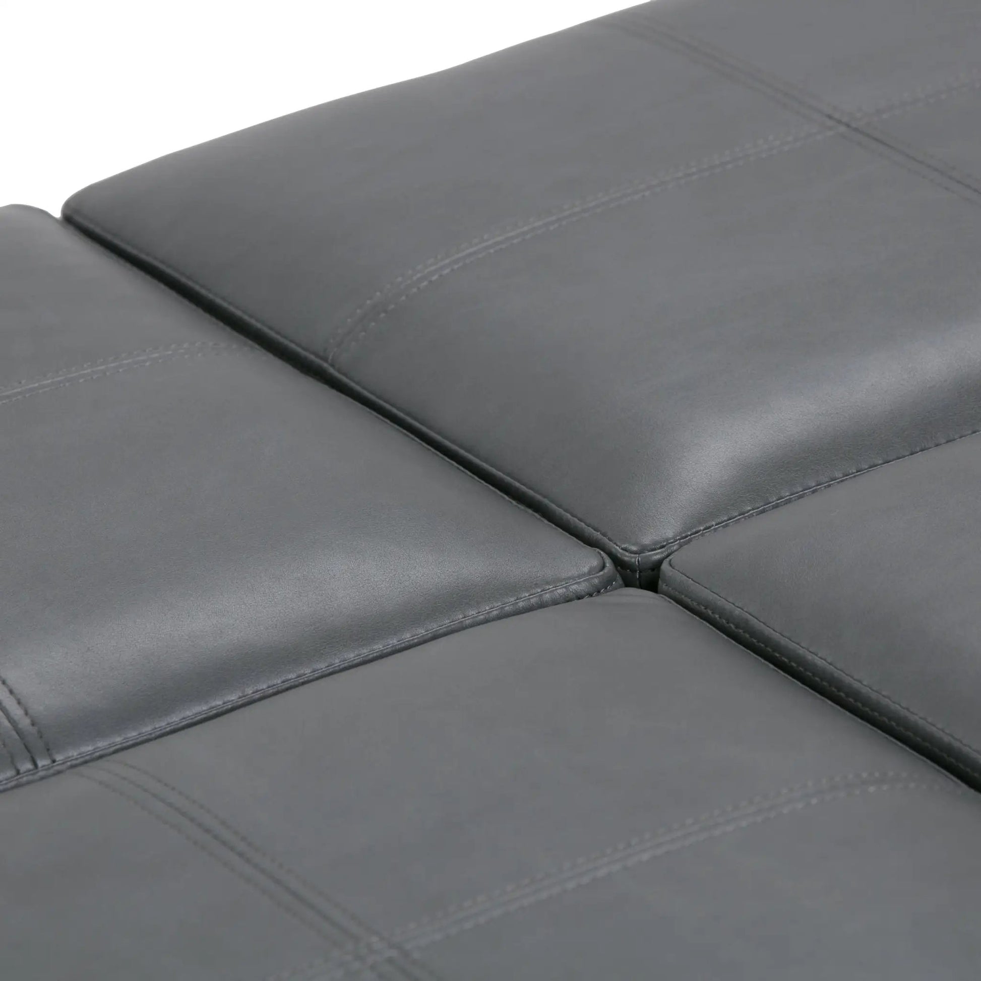 Avalon square storage ottoman in gray leather with topstitch trim by Unique Piece Furniture on Tampa Home & Garden Store