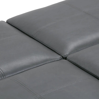 Avalon square storage ottoman in gray leather with topstitch trim by Unique Piece Furniture on Tampa Home & Garden Store
