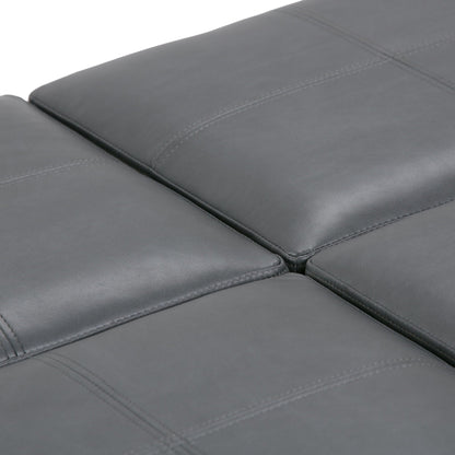 Avalon Square storage ottoman cushion gray faux leather with stitching seams by HouseOfZazla on Tampa Home & Garden Store