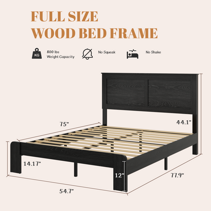 Full Size Sturdy Wooden Platform Bed Frame