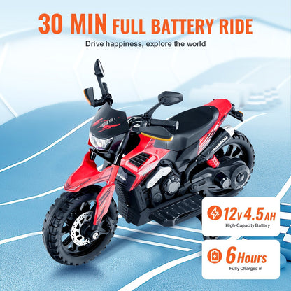 Kids' 12V electric ride-on motorcycle red and black LED UpTrend Deals on Tampa Home & Garden Store