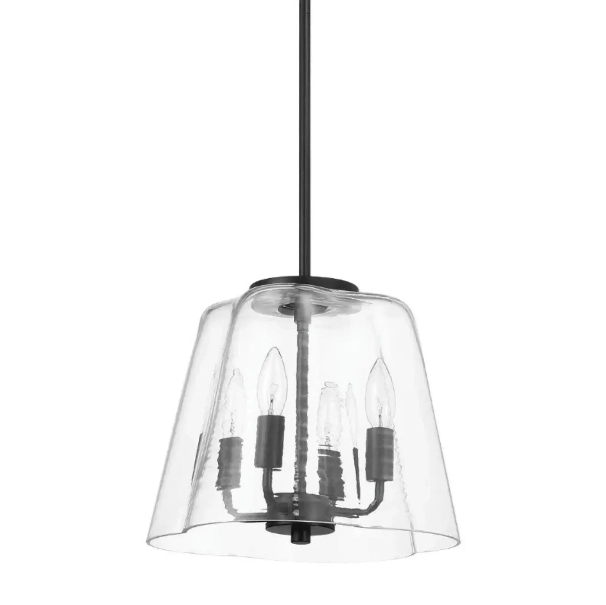 Soiree 4-candle pendant light with clear glass shade and black metal hardware on Tampa Home & Garden Store
