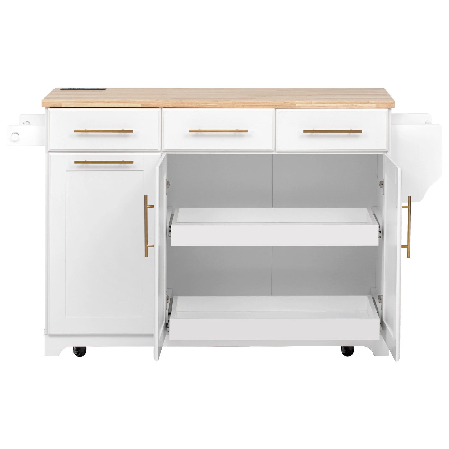 Rolling Kitchen Island With Vintage White Drawers