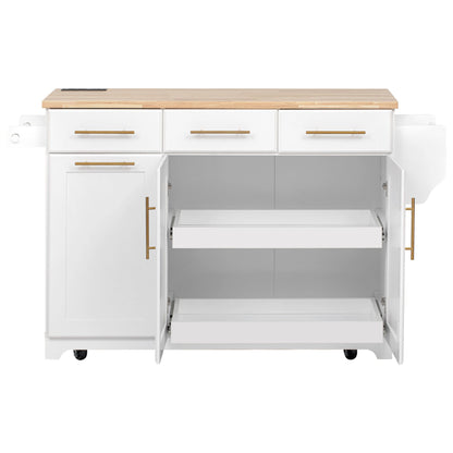 Rolling Kitchen Island With Vintage White Drawers