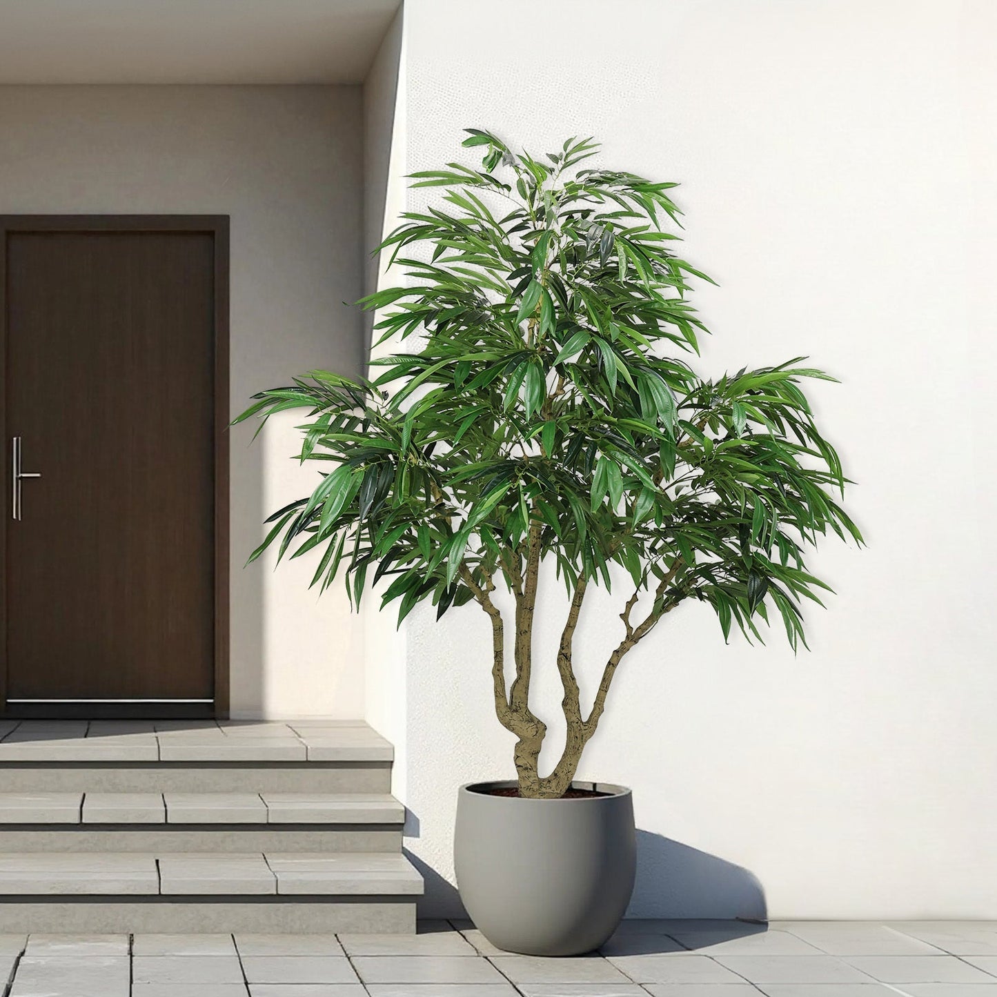 7FT artificial willow tree indoor faux greenery in gray pot with multiple trunks HouseOfZazla on Tampa Home & Garden Store