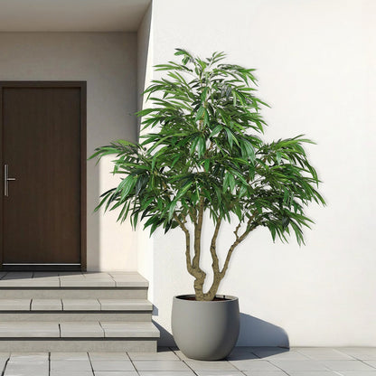 7FT artificial willow tree indoor faux greenery in gray pot with multiple trunks HouseOfZazla on Tampa Home & Garden Store