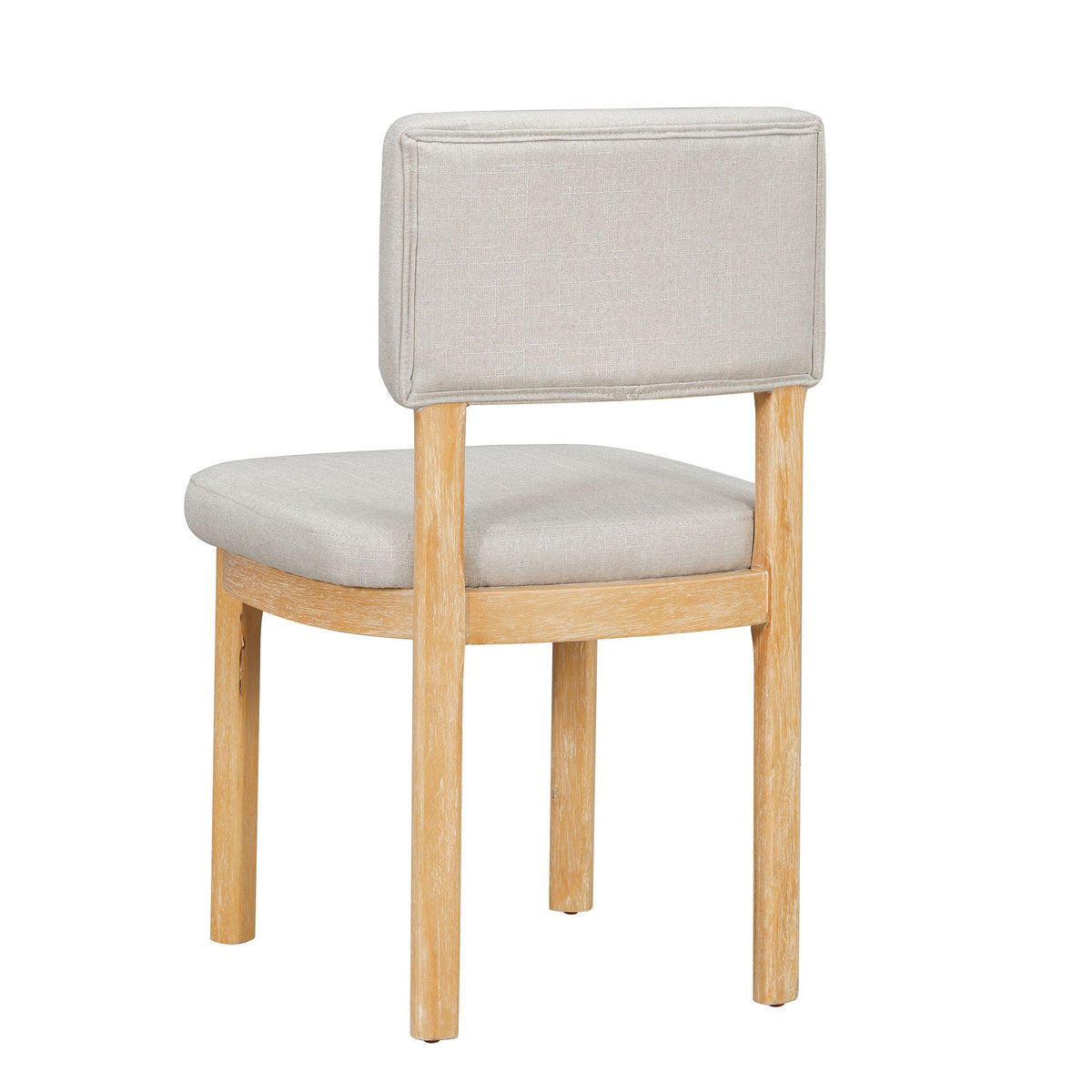 Dining chair beige upholstered fabric with natural wood legs on Tampa Home & Garden Store