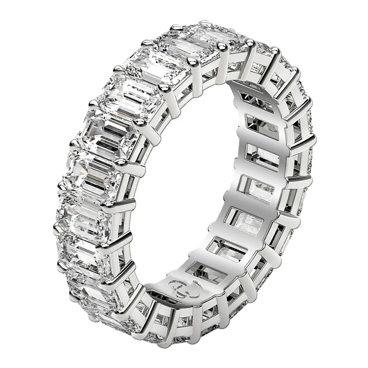 Emerald-cut lab-grown diamond eternity ring in 14k white gold, 4 cttw, prong-set stones Bids.com on Tampa Home & Garden Store
