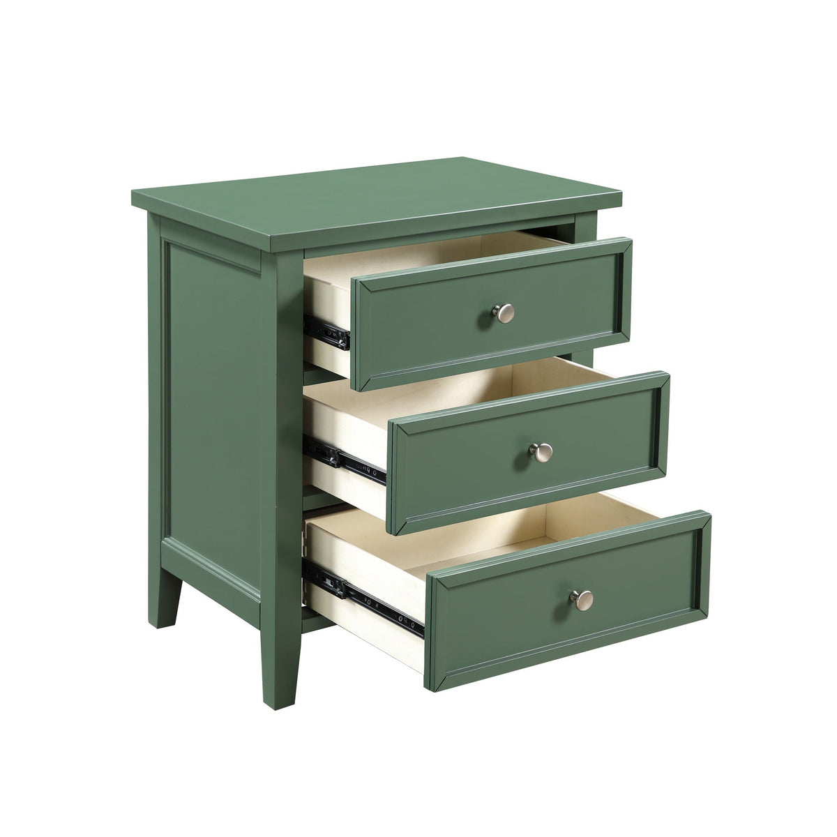 3-Drawer Nightstand with Metal Glides in dark green by HouseOfZazla on Tampa Home & Garden Store