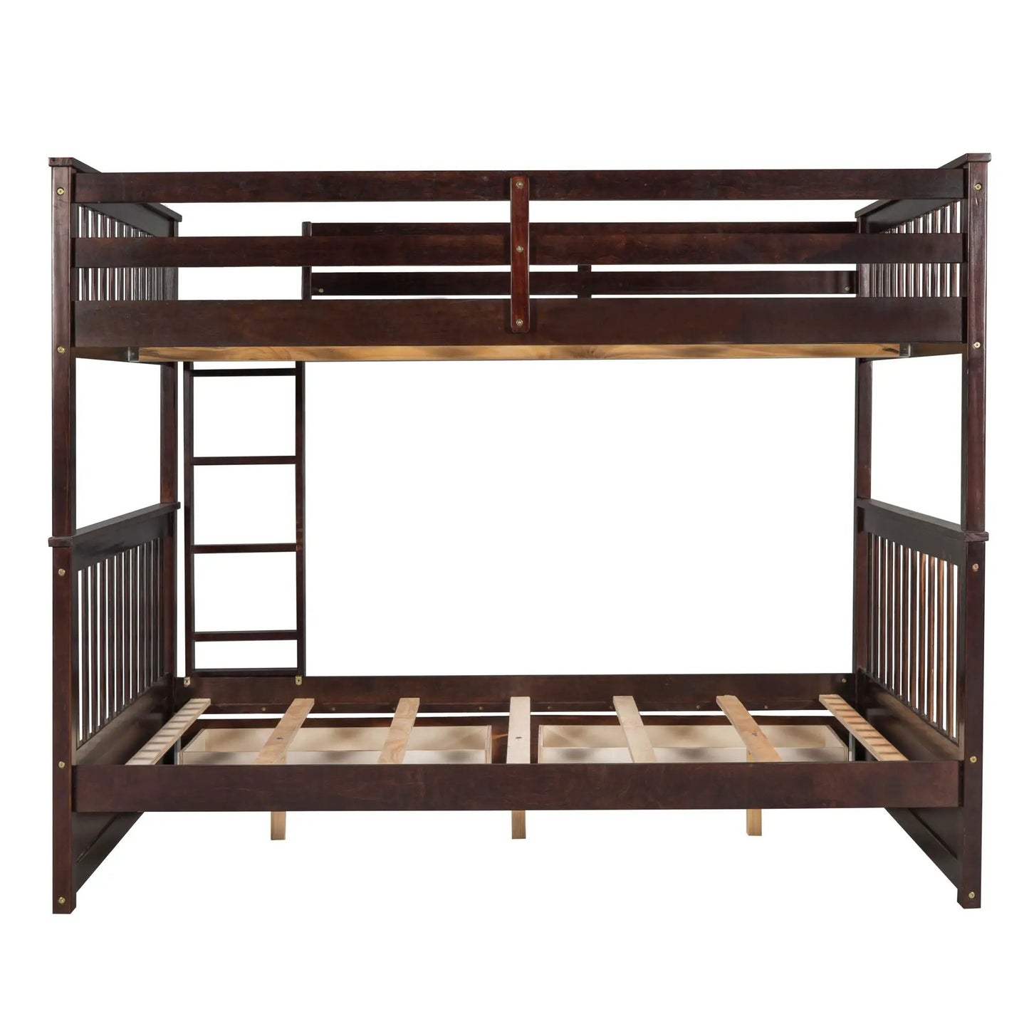 Bunk bed with ladders in dark wood finish and slatted side rails on Tampa Home & Garden Store