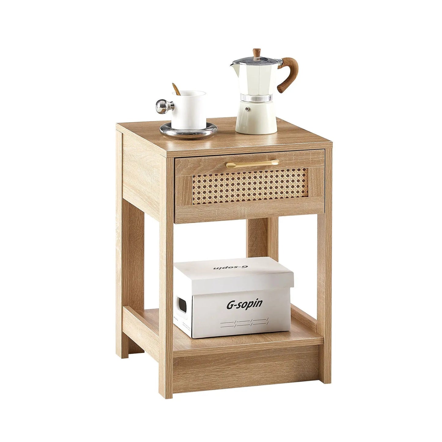 Rattan End Table With Drawer and Nightstand