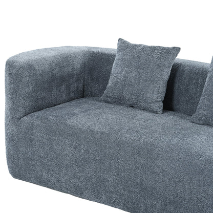 U_Style 132-inch sectional sofa curved design textured blue-gray fabric by HouseOfZazla on Tampa Home & Garden Store