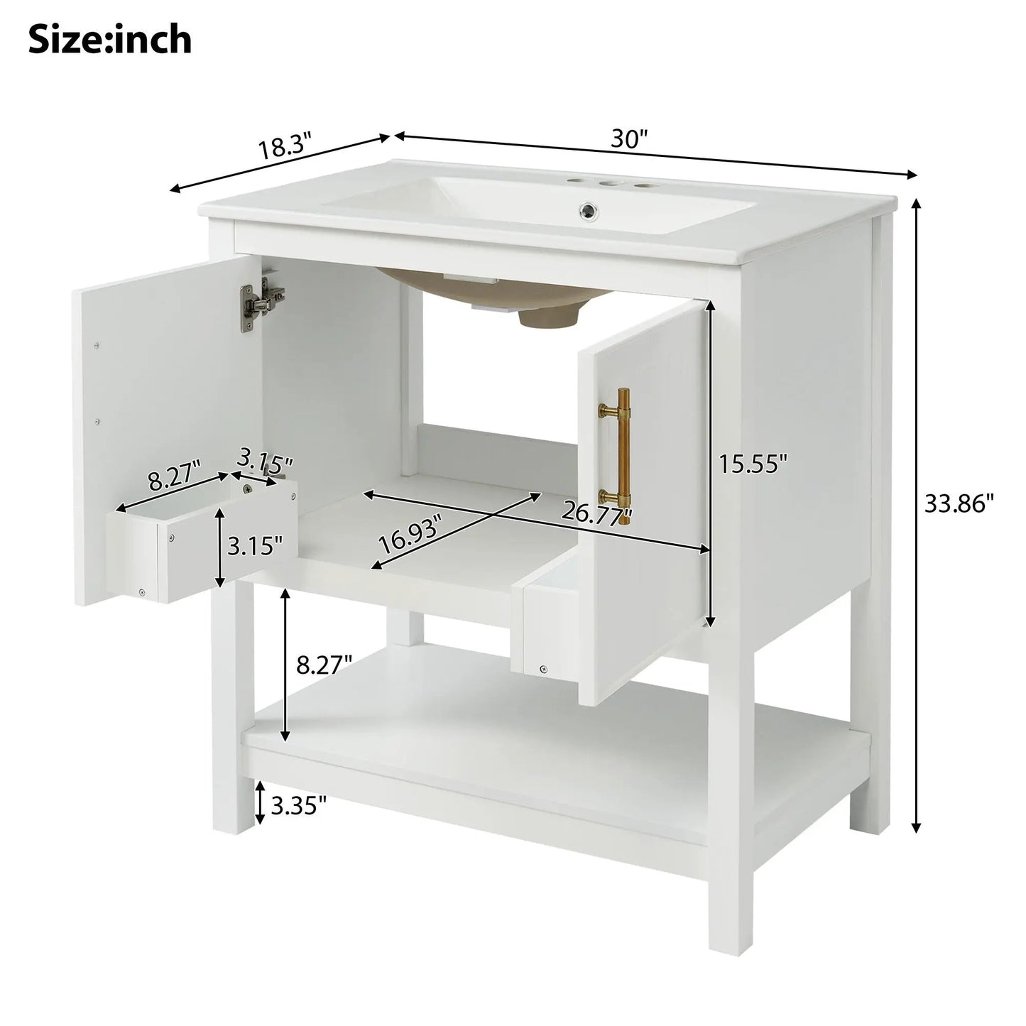 Elegant Vanity with Ceramic Sink and Storage