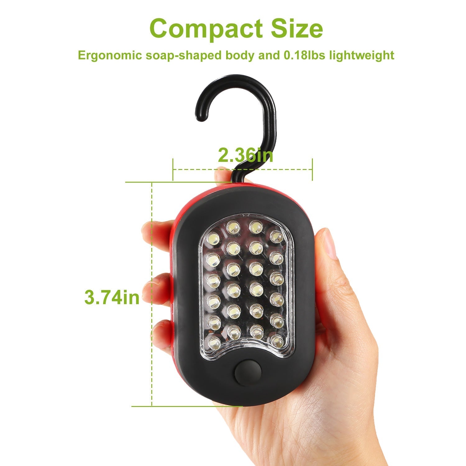 GemGear Compact Work Light 27LEDs handheld red and black with hook for camping emergencies on Tampa Home & Garden Store