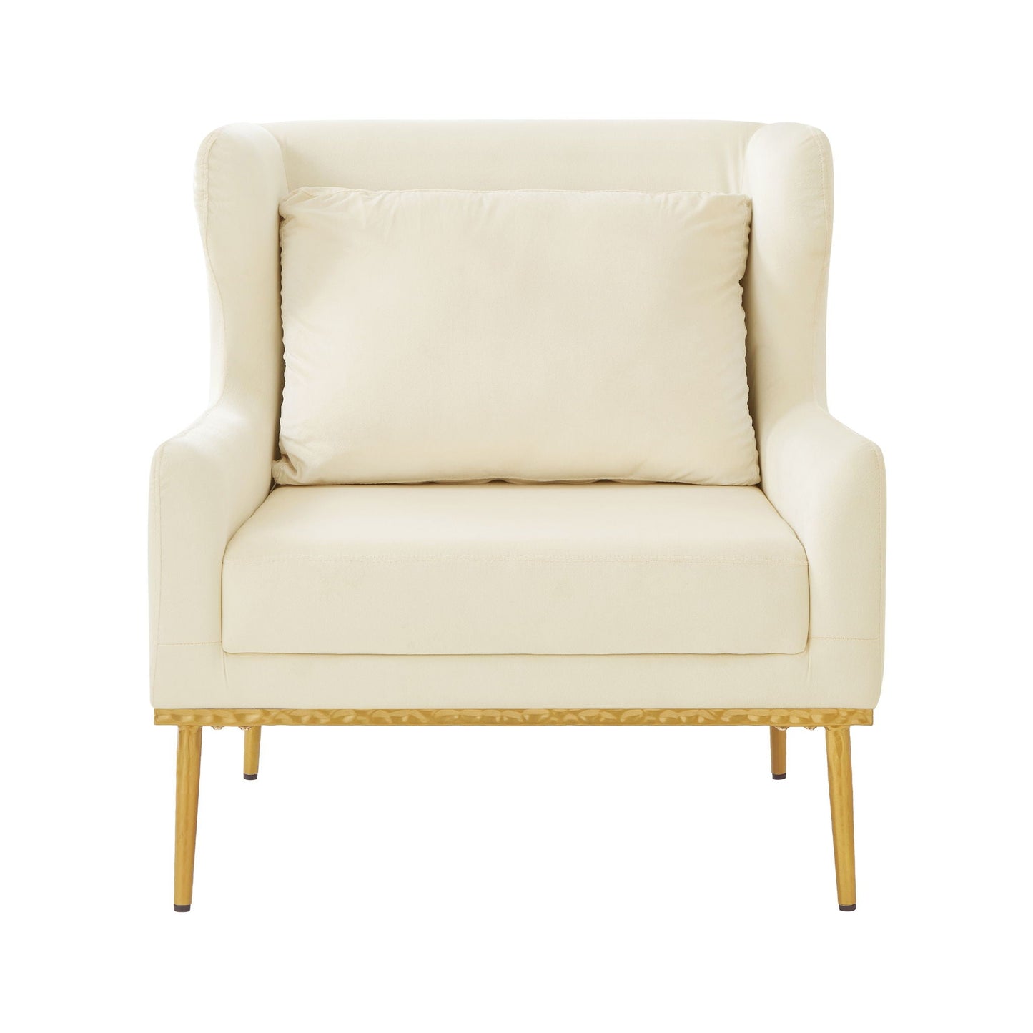 Elegant Curved Armrest Accent Armchair beige upholstery by HouseOfZazla with cushioned back on Tampa Home & Garden Store