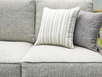 Hillside Barn Sofa with Cushion gray brown fabric striped hex pillows Unique Piece Furniture on Tampa Home & Garden Store