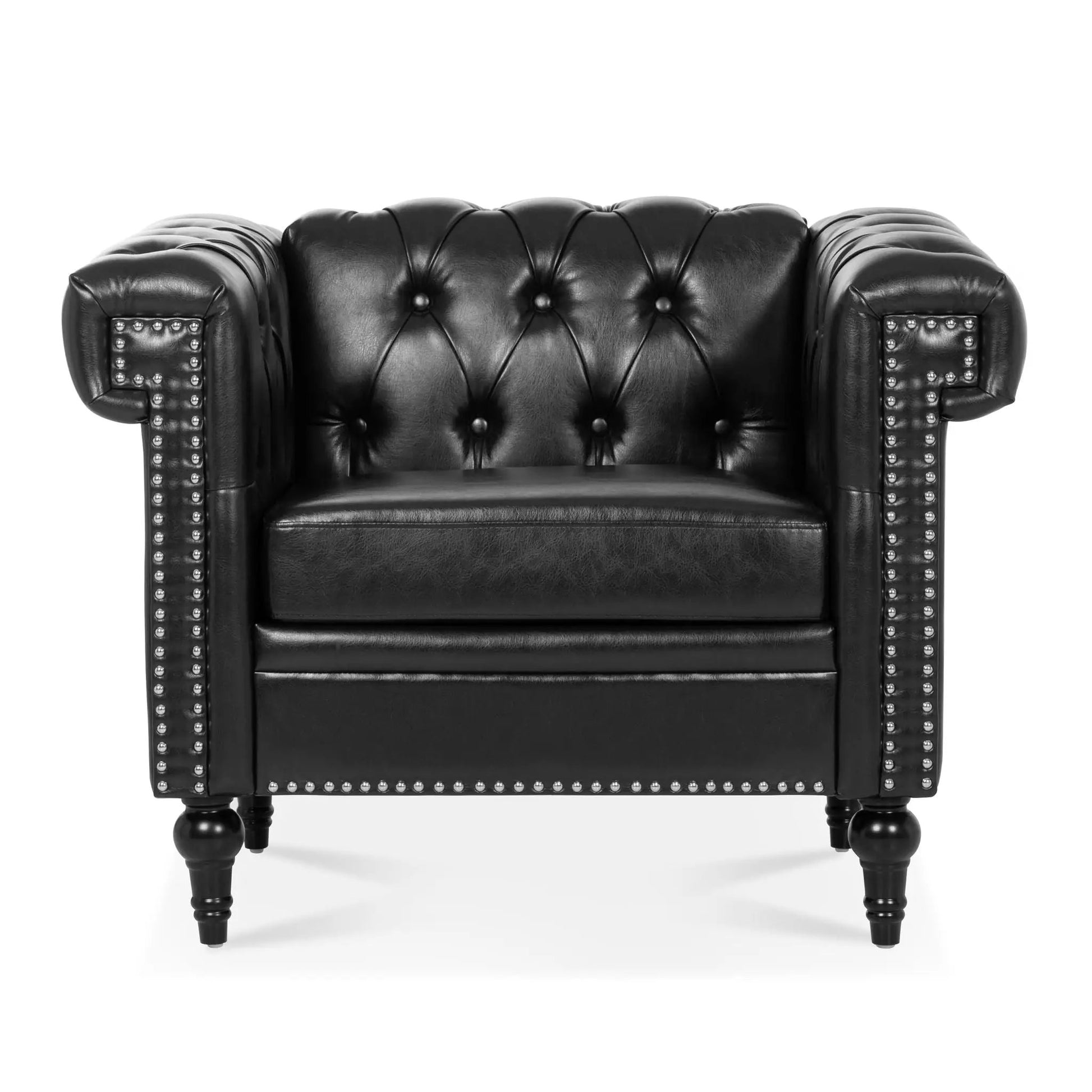 1 Seater leather armchair with tufted back and nailhead studs by Unique Piece Furniture on Tampa Home & Garden Store