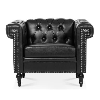 1 Seater leather armchair with tufted back and nailhead studs by Unique Piece Furniture on Tampa Home & Garden Store