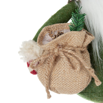 Set of 2 fabric standing holiday gnomes with burlap sacks and green hats on Tampa Home & Garden Store