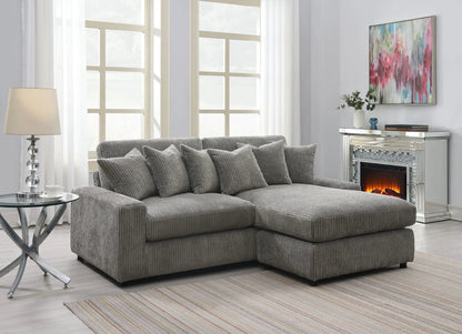 Tavia gray reversible sectional sofa with 6 pillows in textured fabric, L-shaped living room on Tampa Home & Garden Store
