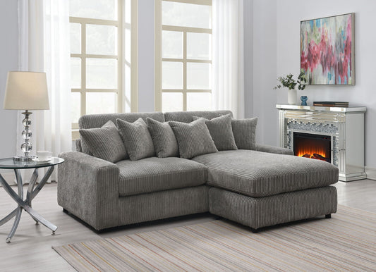 Tavia reversible gray sectional sofa with 6 pillows in a contemporary living room by HouseOfZazla on Tampa Home & Garden Store