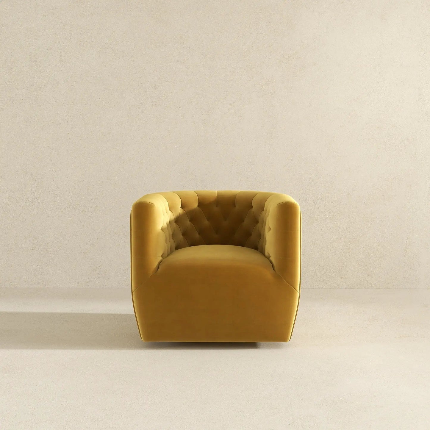 Delaney ergonomic swivel chair in mustard yellow tufted leather upholstery on Tampa Home & Garden Store