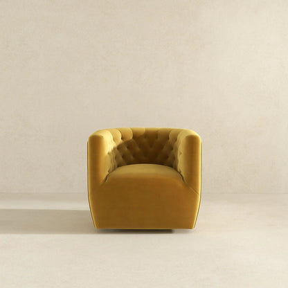 Delaney ergonomic swivel chair in mustard yellow tufted leather upholstery on Tampa Home & Garden Store