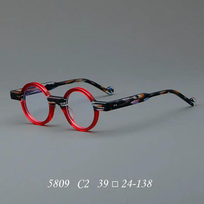 Retro red round acetate glasses frame by FLIPSTYLEZLLC with tortoiseshell arms on Tampa Home & Garden Store