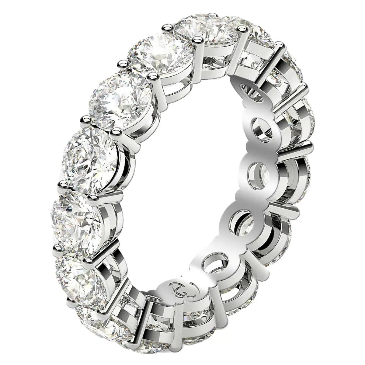 Round-cut lab-grown diamond eternity ring in 14k white gold with prong-set diamonds, Bids.com on Tampa Home & Garden Store