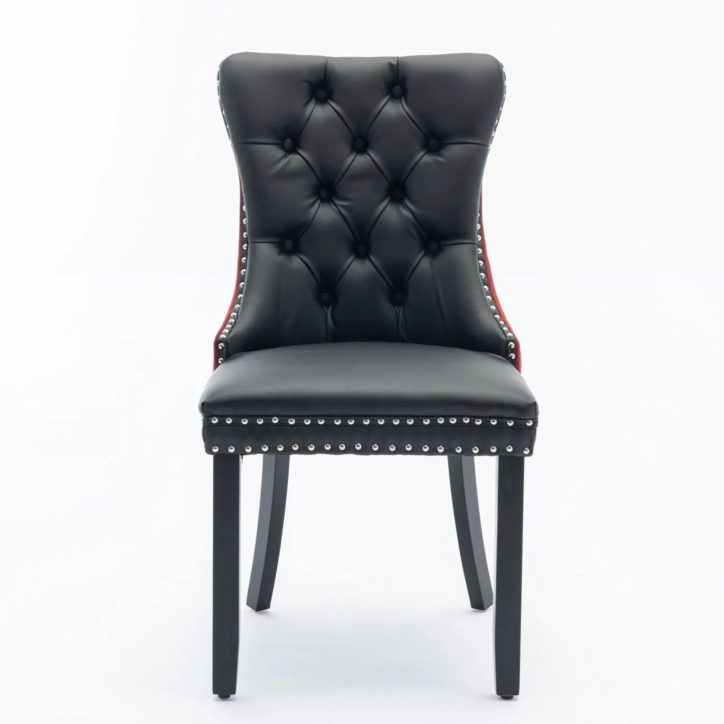 Nikki modern upholstered dining chair set of 2 by Unique Piece Furniture; black tufted leather on Tampa Home & Garden Store