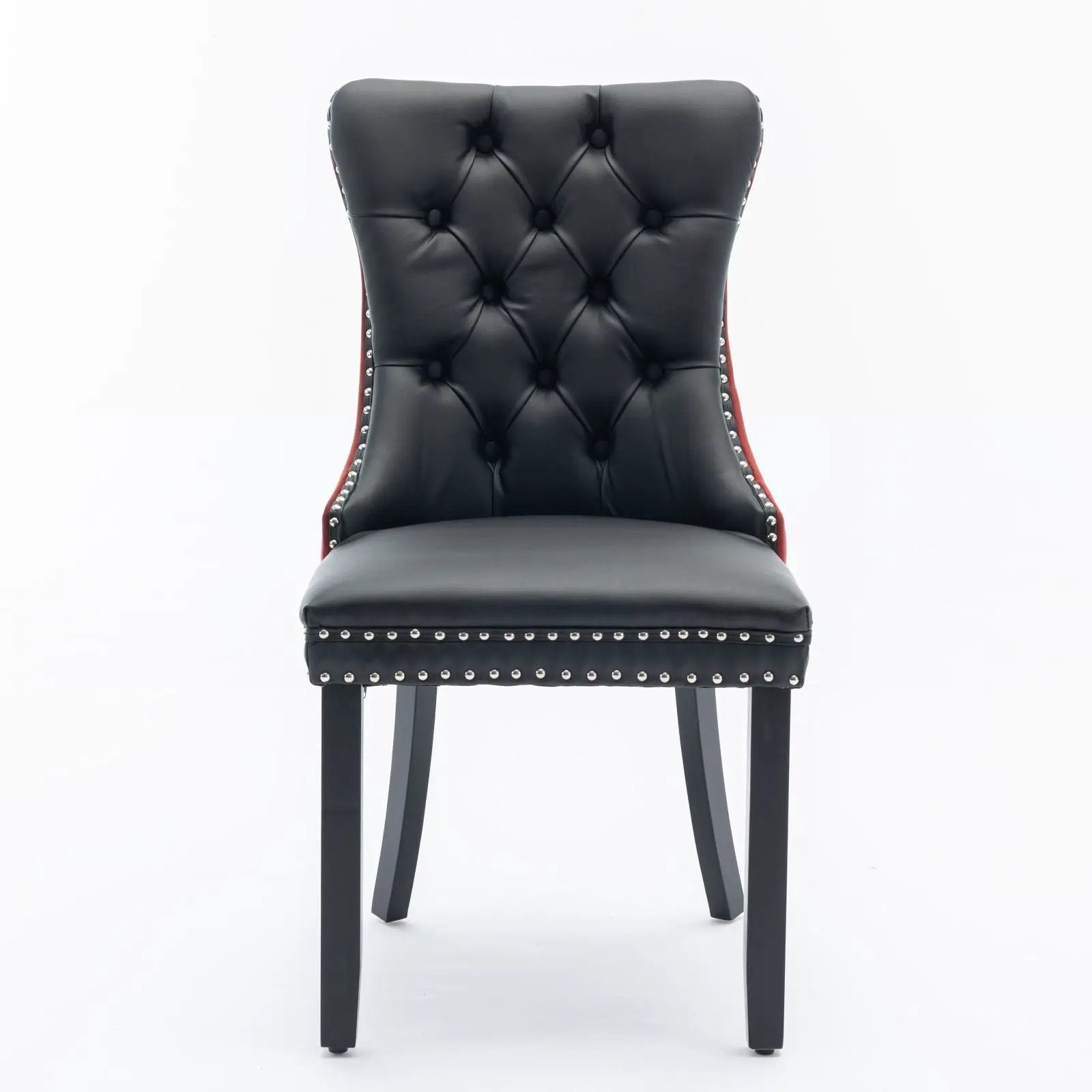 Nikki modern upholstered dining chair set of 2 by Unique Piece Furniture; black tufted leather on Tampa Home & Garden Store