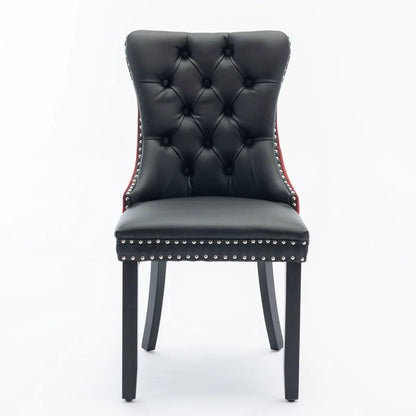 Nikki modern upholstered dining chair set of 2 by Unique Piece Furniture; black tufted leather on Tampa Home & Garden Store