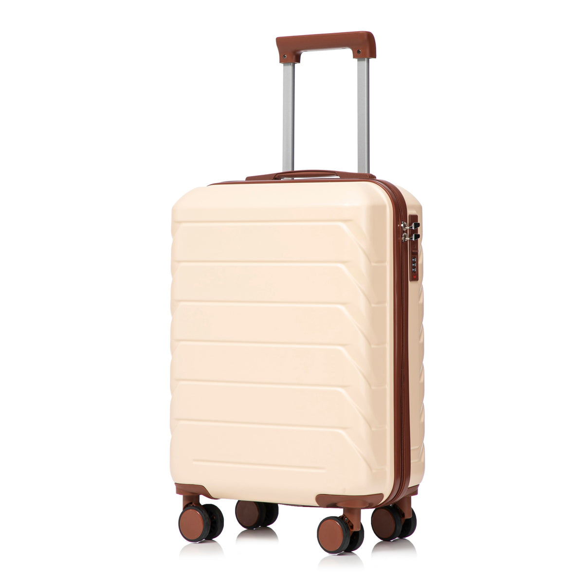 Luggage set 14/20 beige ABS spinner, HouseOfZazla 2-piece with brown trim on Tampa Home & Garden Store