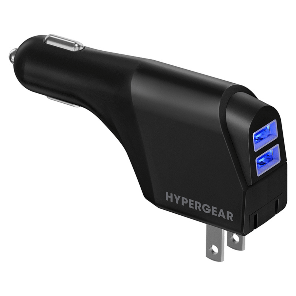 Hybrid 2.1A Dual USB Car/Wall Charger by Best Product Finds, black with blue USB ports on Tampa Home & Garden Store