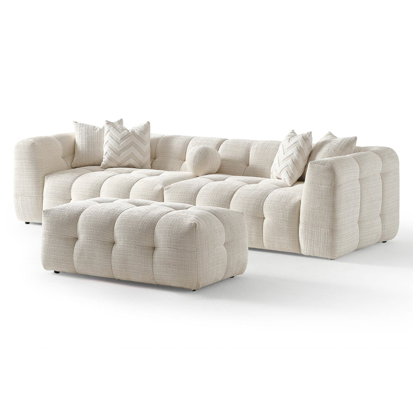 Alana Tufted Modular Sectional Sofa in beige textured fabric with plush cushions on Tampa Home & Garden Store
