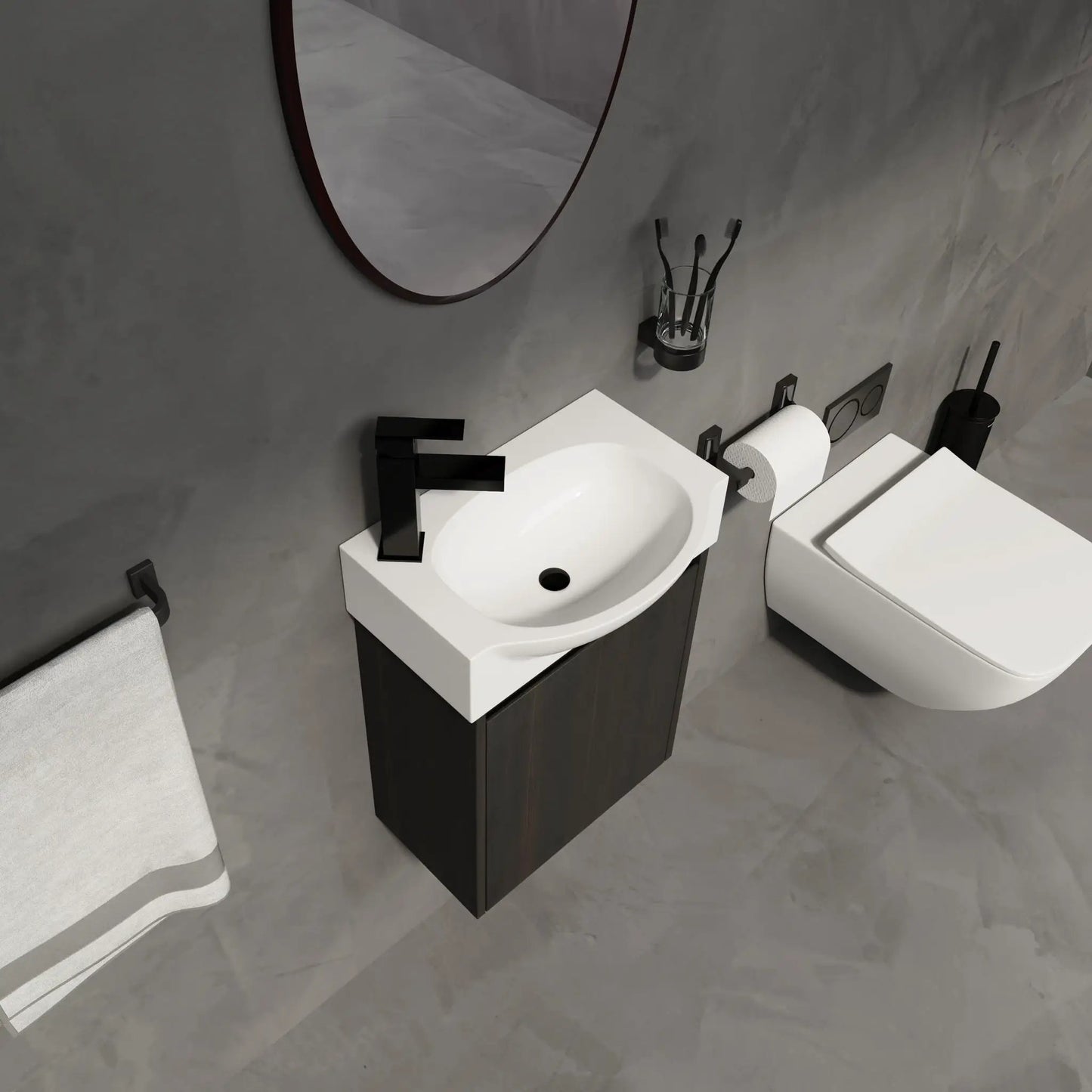 Modern Bathroom Vanity with Ceramic Basin Sink