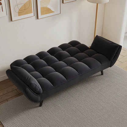Sofa black tufted futon with two armrests in a modern living room on Tampa Home & Garden Store