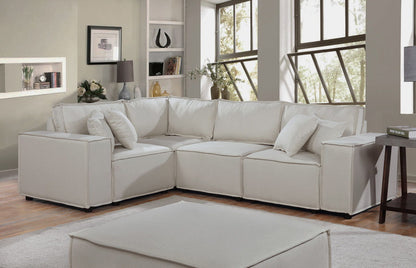 Melrose modular sectional sofa with ottoman, beige fabric, 2-piece set by HouseOfZazla on Tampa Home & Garden Store