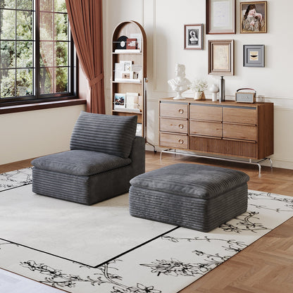 Stylish Modular One Middle Seat Sofa And Ottoman
