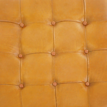 Benjiro tan upholstered bench in leather with tufted button details by Unique Piece Furniture on Tampa Home & Garden Store