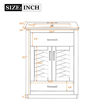 Modern Vanity with Ceramic Sink, Two Door Cabinet