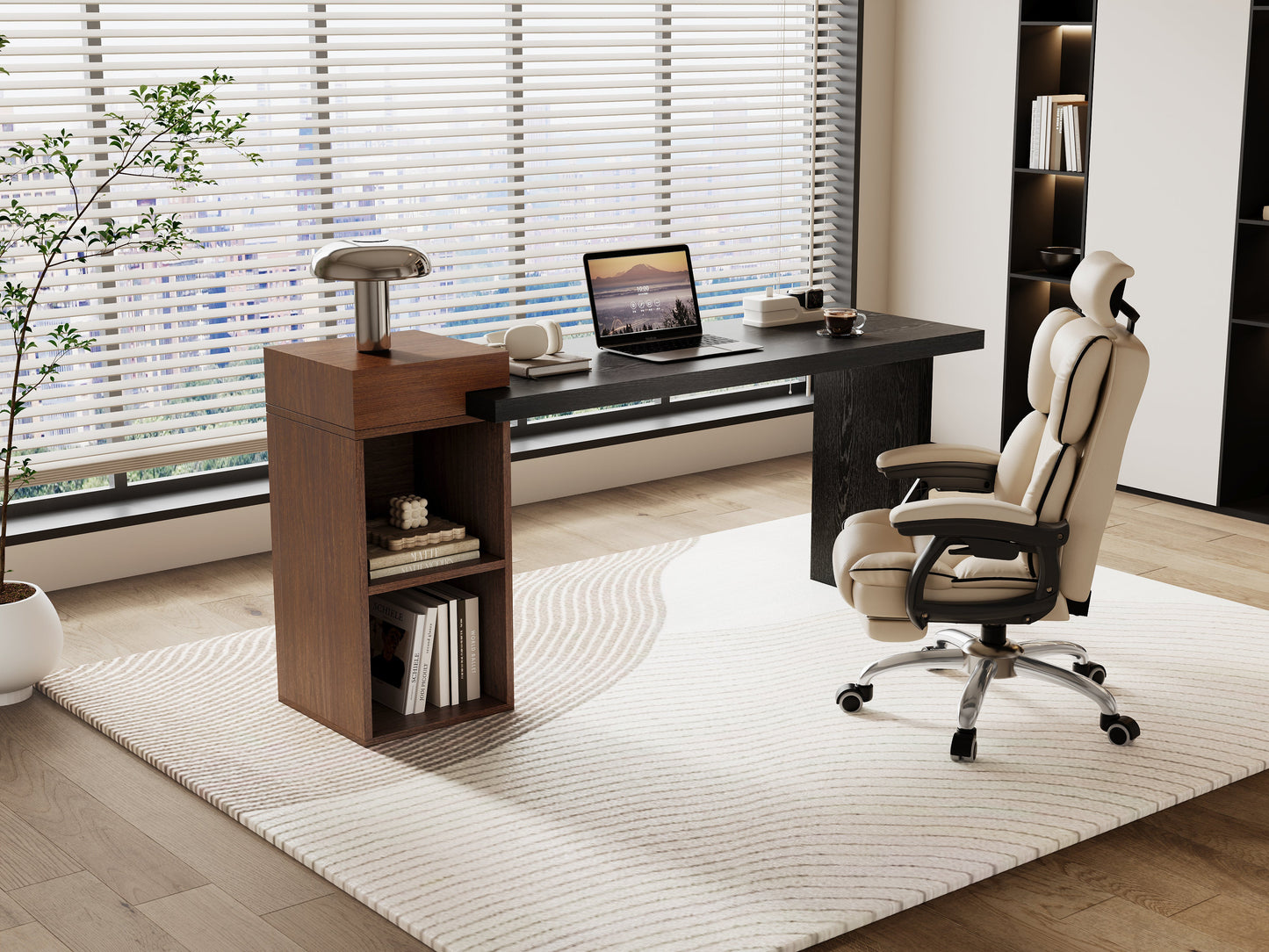 Modern and two tone black walnut side table