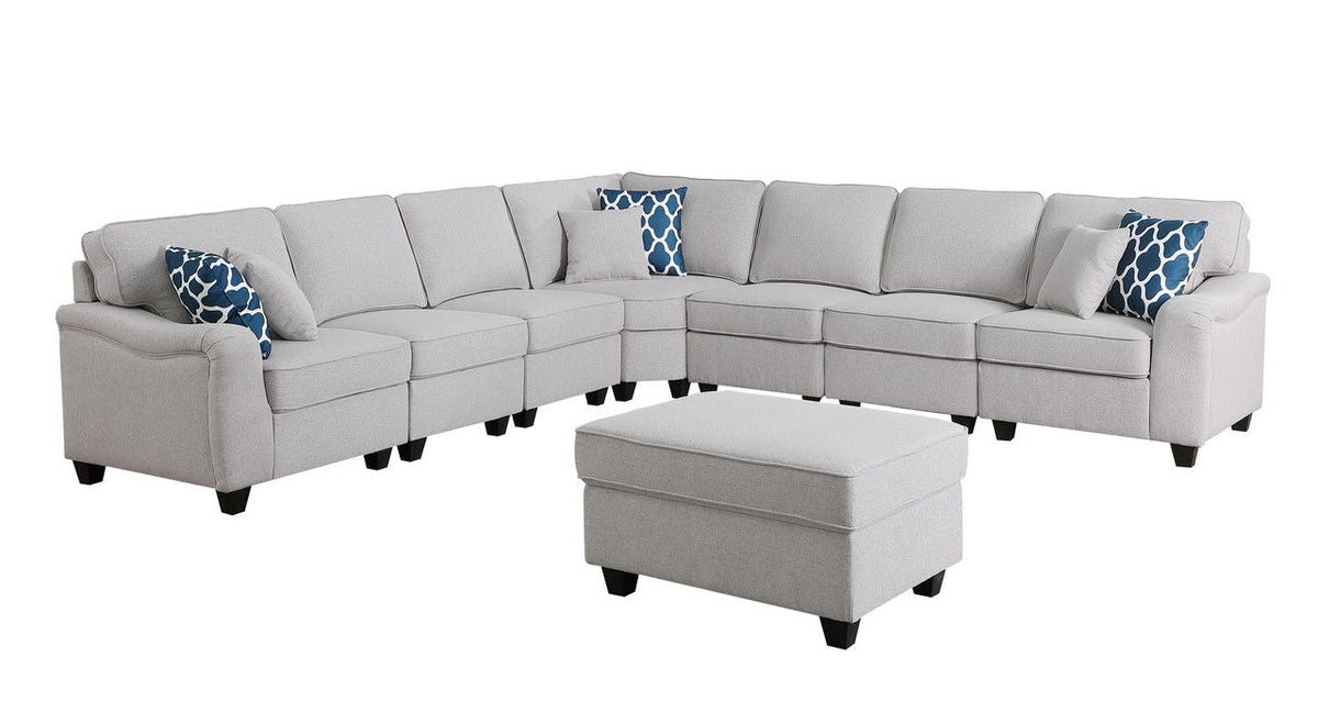 Leo Comfor modular sofa and ottoman; light gray fabric 2-piece living room set on Tampa Home & Garden Store
