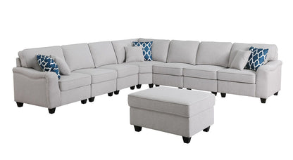 Leo Comfor modular sofa and ottoman; light gray fabric 2-piece living room set on Tampa Home & Garden Store
