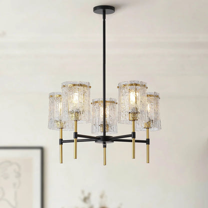 Five Light Chandelier With Textured Glass
