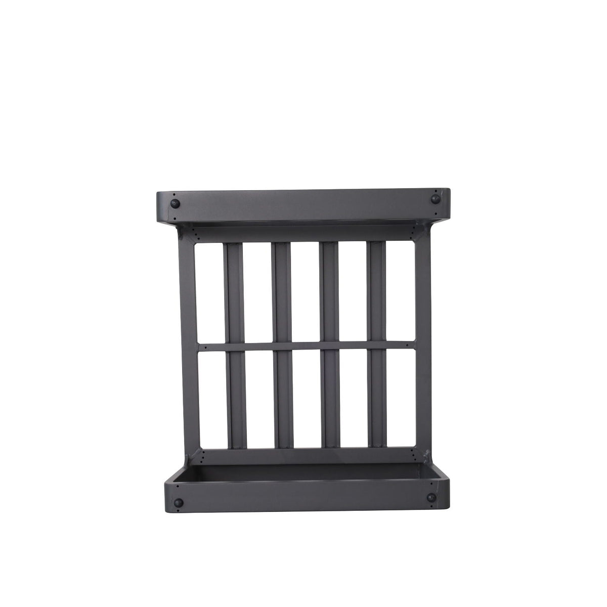 Gray metal outdoor ottoman frame with slatted panels and rectangular base on Tampa Home & Garden Store