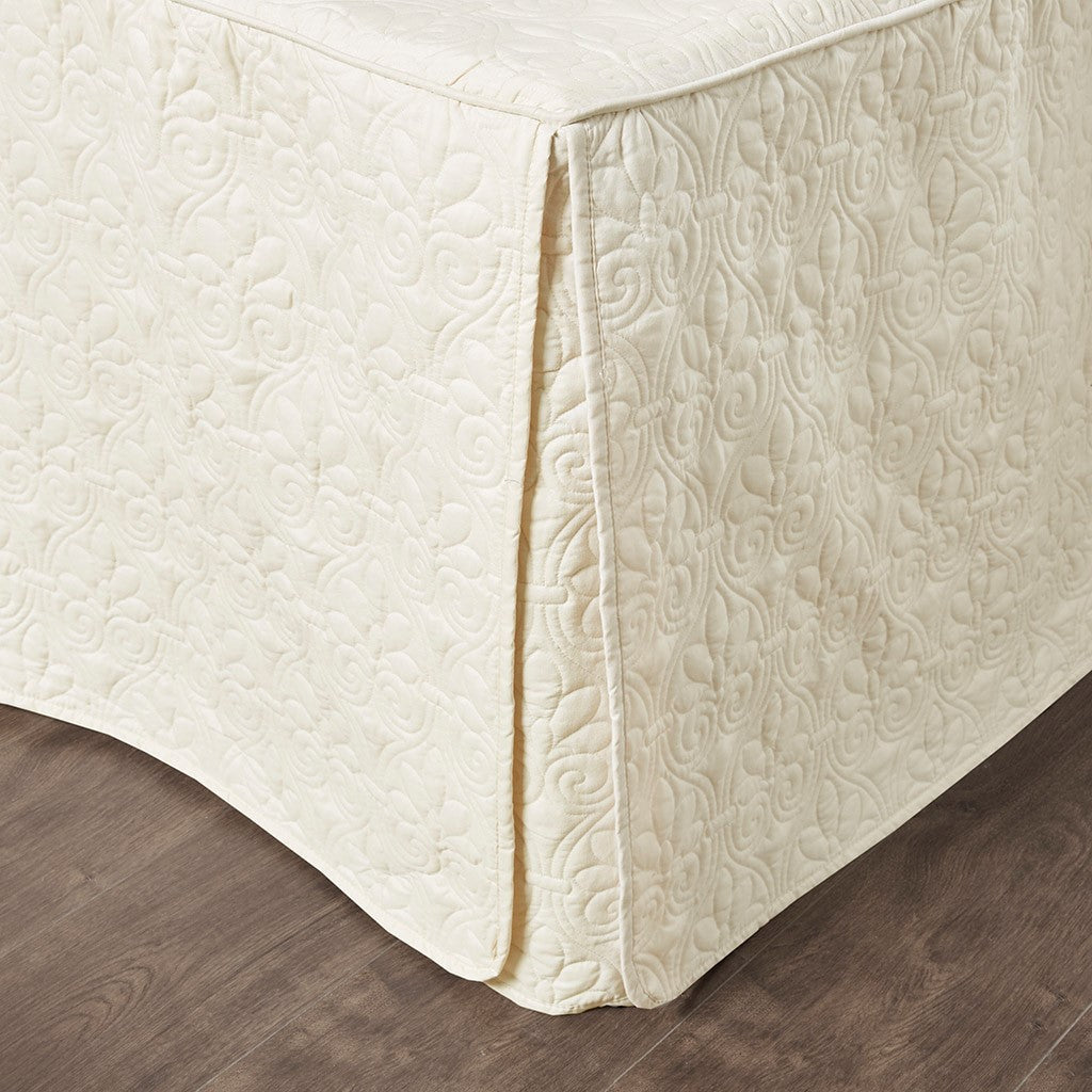 3 Piece Split Corner Pleated Quilted Bedspread cream ivory bedding set by HouseOfZazla on Tampa Home & Garden Store