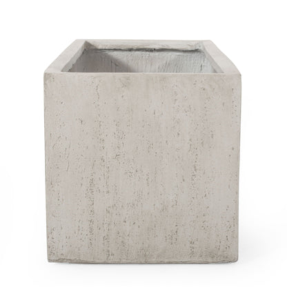 Modern Outdoor Planter concrete square planter in light gray with textured finish on Tampa Home & Garden Store